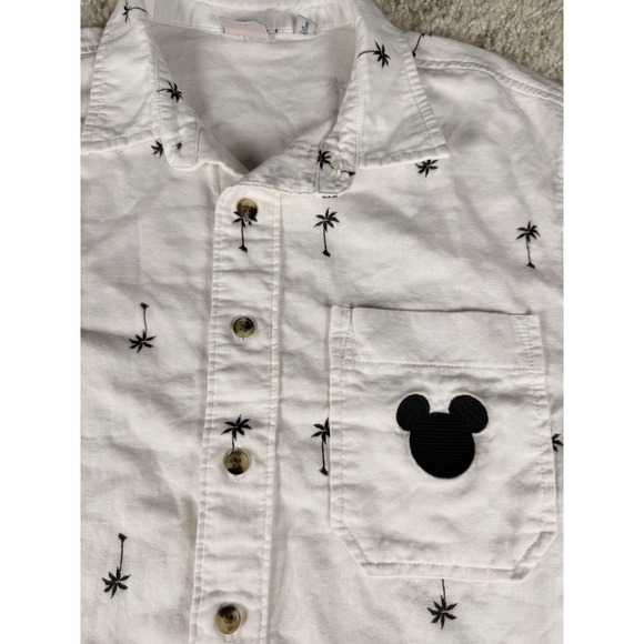Mens Junk Food Disney Short Sleeve Button Up Shirt with Palm Trees & Mickey SM S - Picture 1 of 7